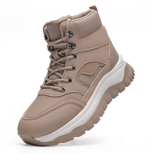 Wuyaraymia Sneakers Winter Damen Samt Hinzufügen Hohes Rohr Schuhe Warm Halten Komfortabel Dicker Boden Khaki 40 EU