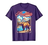 Grizzly Bear & Montana Mountains Vintage 70s Vibe Graphic T-Shirt