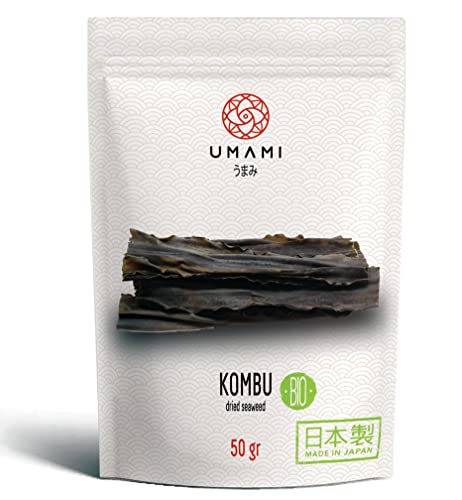 Umami Kombu ECO, algas secas de agricultura japonesa Ecologica - 50g - de los mares vírgenes de Japón, Secadas al sol, cosecha de primera calidad!