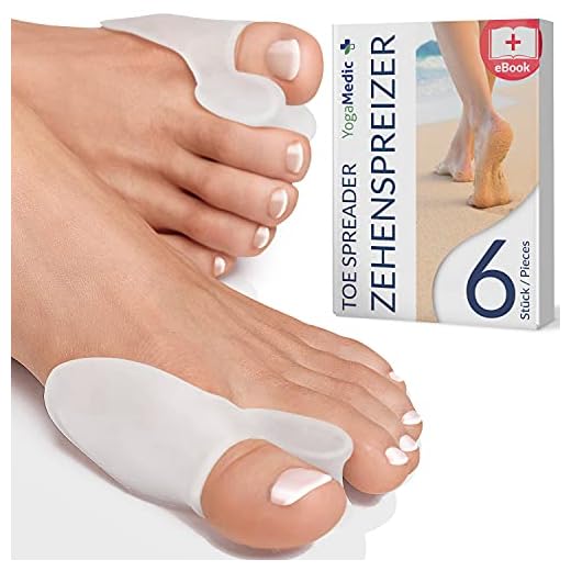 YOGAMEDIC Corrector de juanetes [6x] silicona gel suave mejorada, 0% BPA, Talla única - hallux valgus, separador dedos pie, corrector juanete
