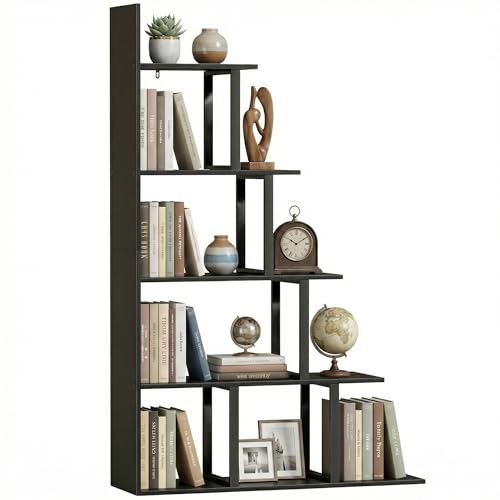 HOMCOM Étagère bibliothèque séparateur de pièce Style Industriel en escalier 5 étagères 102...