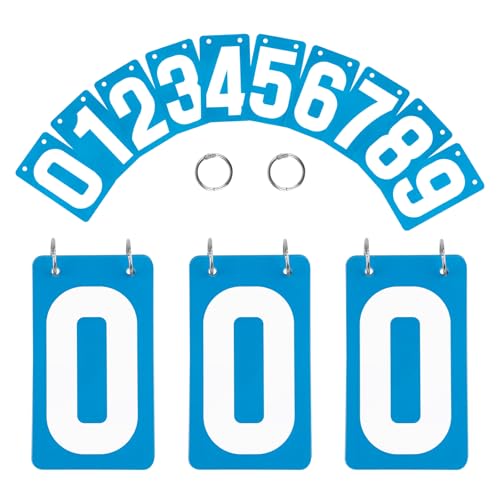 TOPTIE 4 Sets PVC Number Cards, Plastic Portable 0-9 Flip Scorekeeper
