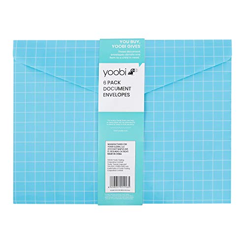 Yoobi | Document Envelopes | Transluscent Poly Material | Multicolor Variety Pack of 6