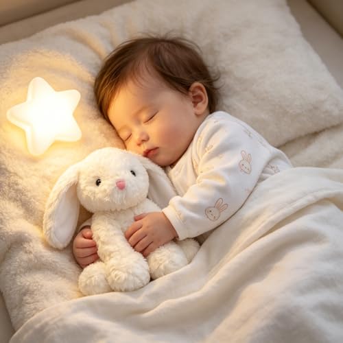 Hopearl Adorable Bunny Plush Toy Floppy Ultra Soft Rabbit Stuffed Animal Holiday Birthday Gift for for Boys Girls Kids Toddlers, White, 9'' by Hopearl - Used condition - Image 2