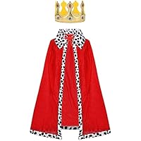 AOOWU Disfraz Rey Adulto, 2pcs Disfraz Medieval con Capa Rey
