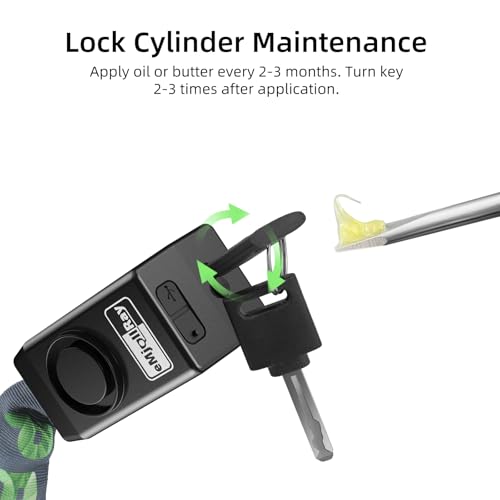 Image of Bike Chain Lock with Alarm E Scooter Lock Anti-Theft Alarm 110dB 4ft Security Heavy Duty with USB C Cable and 3 Keys for Bike /E Scooter /Motorcycle