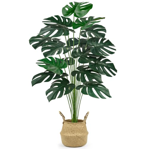 Der Rose 44" Realistic Artificial Monstera Plant with EVA Leaves and Basket