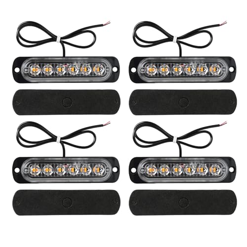 EuAcesry Luz Estroboscópicas Coche, 4pcs Luz de Advertencia del Vehículo, 12-24V Barra de Luz Trasera de Freno, 18 Modos LED Remolque Camión, Adecuado para Caravana Campista Furgoneta
