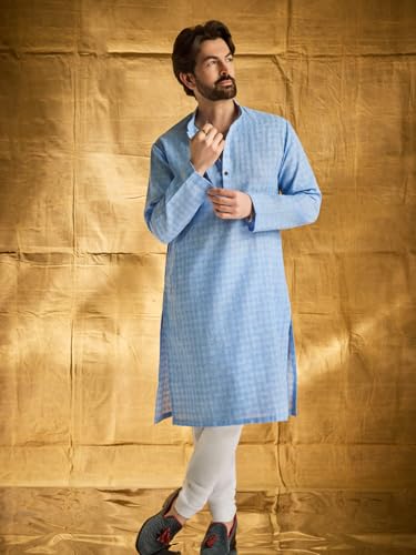 Image of SOJANYA Pastel Green Cotton Blend Kurta with Contrast Button Detailing