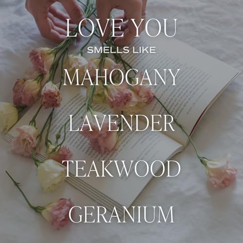 Sweet Water Decor Love You Scented Candles - Soy Candles with Fresh Lavender, Geranium, Warm Mahogany and Earthy Teakwood - Candle Wax with 40 Hours Burn Time - 9Oz Gold Lid Clear Jar Wax Candle - Thumbnail 2