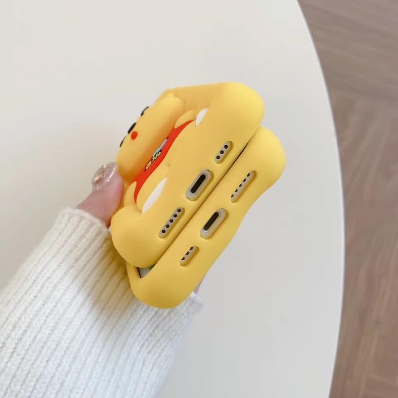 Image of COVERLY Back Cover iPhone 12 Pro Soft Silicone 3D Cute Cartoon with Holder Full Protective Case Compatible with iPhone 12 Pro (Pooh)