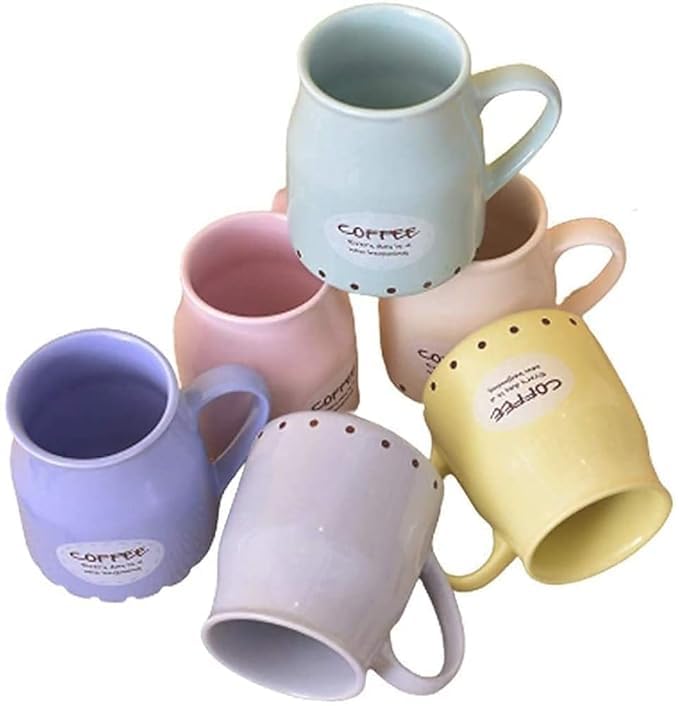 Image of Ceramic Multicolor Can Shape Tea Cup & Coffee Set,Microwave Safe Tea Cups for Home,Office and Everyday use for Cold & Hot Beverages Pack of 6