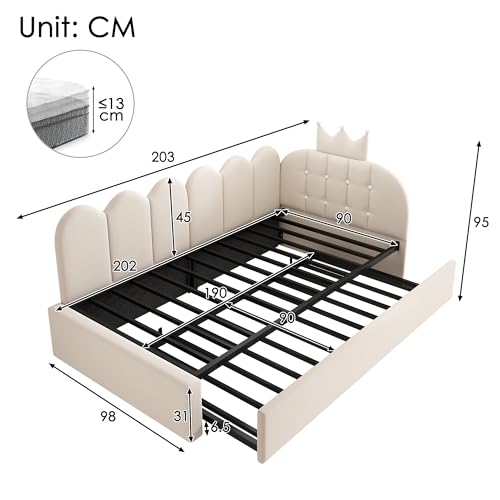 Sofá cama nido en terciopelo beige de diseño con elegante estructura de celosía 3