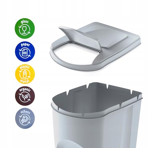 Poubelles de recyclage compactes 3 bacs 75L tri sélectif maison - 5