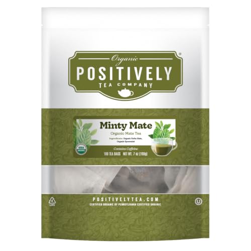 Image of Positively Tea, Organic Minty Mate Tea, 100 Ct Tea Bag Value Pack