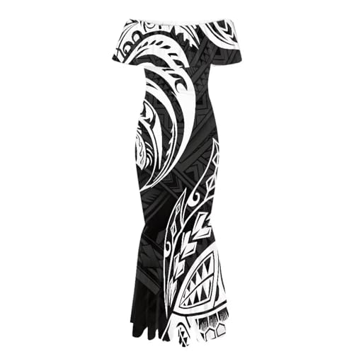 Image of Polynesian Dresses for Women Off Shoulder Maxi Dress Puletasi Samoan Dresses S-7XL