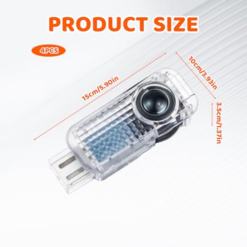 Menibeuty 4 Stück Autotür Licht Projektor Logo, Willkommenslicht Auto Eingang Beleuchtung Zubehör, 4udi Türbeleuchtung für A1/A3/A4/A5/A6/A7/A8/Q2/Q3/Q5/Q7/Q8/TT/R8 Unterbodenbeleuchtung Zubehör