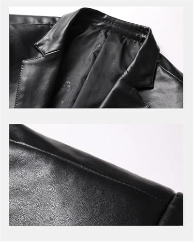 Men's Classic Black Leather Suit Jacket Business Casual Loose Fit Formal PU Coat Work Party Attire3
