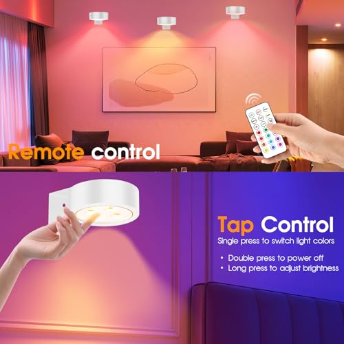 Image of 13 RGB Color Changing Led Art Display Light for Picture Frame,Rechargeable Battery Operated Led Painting Light with Remote Control Dimmable & Timer,3Pack White