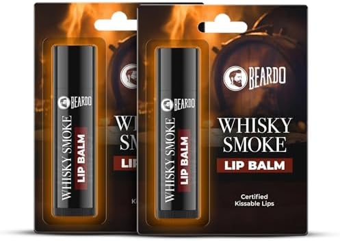 BEARDO Whisky Smoke Lip Balm for Men, 4g (Pack of 2) | Moisturizes & Soothes Dry, Cracked & Chapped Lips | Enriched with Vitamin E, Shea Butter & Coffee | Non Glossy, Non Tinted | for Men - Daily Use