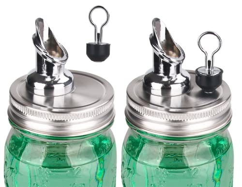Image of Free Flow Spout for Mason Jar,for spout regular mouth size Mason Jar 70mm lid, 2 Pack (Zinc alloy) jars not included