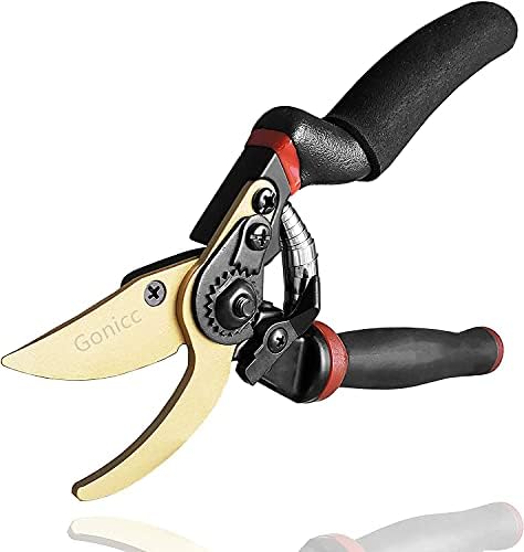gonicc 8.5" Professional Rotating Bypass Titanium Coated Pruning Shears(GPPS-1014), Secateurs, Scissors, Pruners with Heavy Duty SK5 Blade. Soft Cushion Grip Handle for Everyone. - Thumbnail 3
