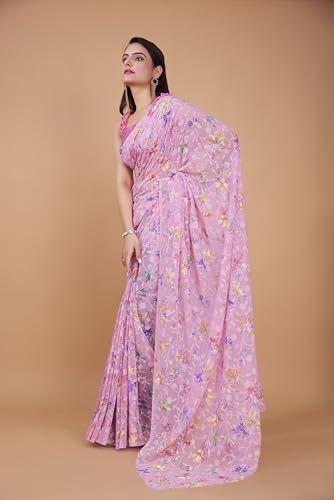 Image of Garden Vareli Summer Roganza Viscose Brasso Floral Print Christmas Special Saree