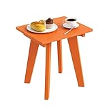 Homenjoy Outdoor Side Table, HDPE Weather Resistant Small Patio Table for Porch and Balcony, 200 LBS Capacity Heavy Duty Small Outdoor Table for Backyard and Pool, Easy Maintenance, Orange