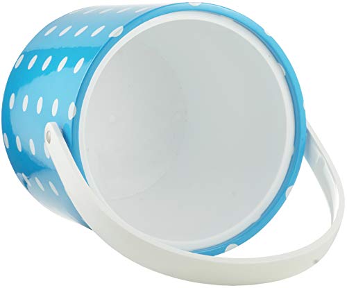Hand Made In Usa Turquoise & White Double Walled 3-Quart Insulated Ice Bucket With Ice Tongs (Polka Dot Collection) #TOP2
