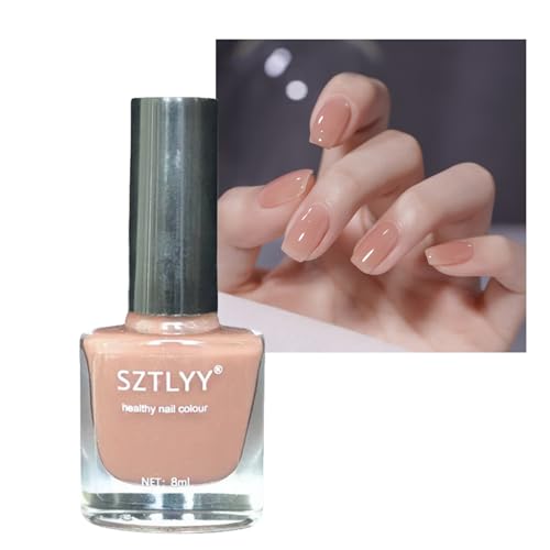 DMQ Nude Nail Polish, Jelly Nude French Nail Polish, Neutral Color Nail Varnish, Long Lasting Chip Resistant & Quick Drying Nail Gel for DIY Nail Art Manicure at Home Salon 8ML(Nude)