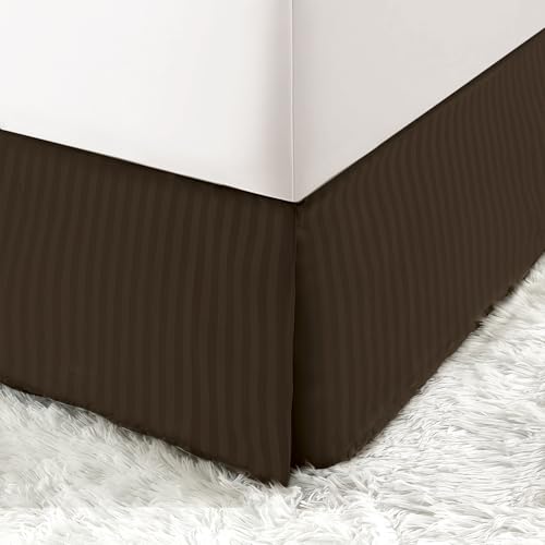 HENGWEITEXT King Size Bed Skirt 15 inch Drop – Pleated Split Corners, Wrinkle & Fade Resistant, Tailored Drop