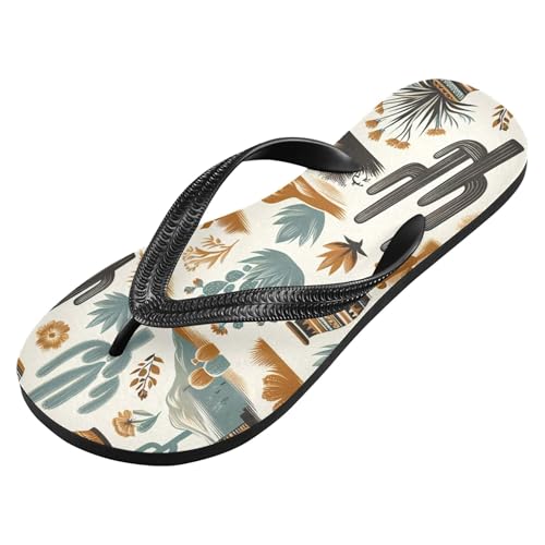 Burbuja Western Desert Pattern Flip Flops for Women Men, Soft Thong Sandals Rubber Slippers for Pool Beach Essentials2