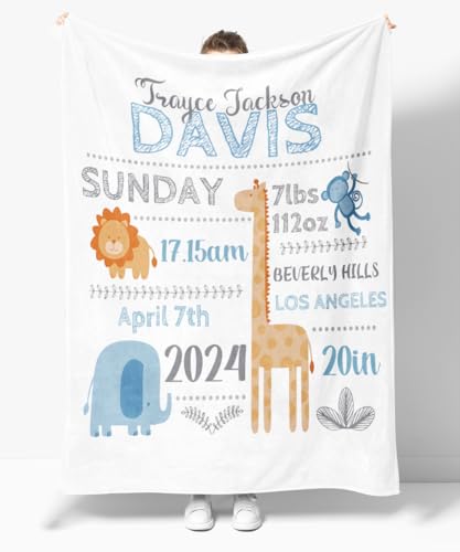 Image of OLIVE OLIVIA Personalized Gifts for Baby with Customized Name, Baby Monthly Milestone Blanket for Baby Girl Boy, Baby Blanket, Perfect Custom Baby Blanket Gifts,60 inchx80 inch