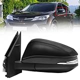 LEAVAN Left Driver Side Mirror Fits 2013-2015 Toyota RAV4, with Power Heated Turn Signal and Manual Folding Without Blind Spot Match Black Replace 87940-42B50 (7Pins) (Left/Driver Side)