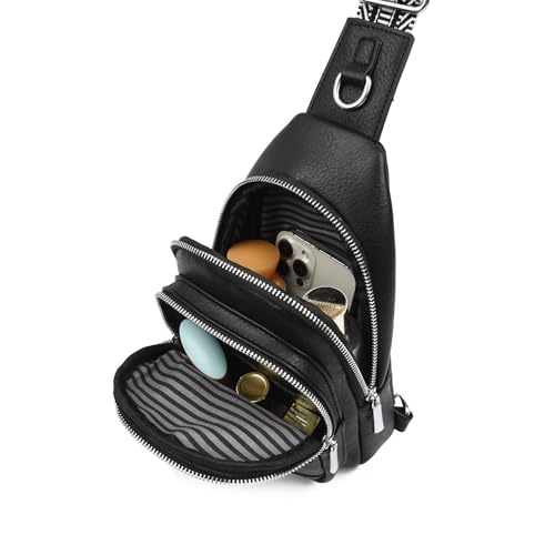 JENAGREEN Waterproof Sling Backpack Crossbody Sling Bag for Women Men, Multipurpose Travel Hiking Adjustable Chest Bag Casual Daypack Fanny Pack,Faux Leather4