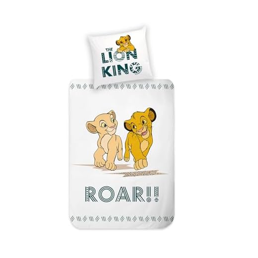 Disney König der Löwen Bettwäsche Bettwäsche Set Mufasa und Simba 5 MTOnlinehandel König der Löwen Bettwäsche 135x200 + 80x80 cm, Mädchenbettwäsche Jungenbettwäsche 100% Baumwolle in Renforcé, Disney's Lion King Kinder-Bettwäsche