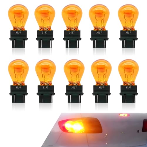 Opuweiy 10 PCS Turn Signal Bulb, 3157 Miniature Bulb, 12 V 21/5 W Automobile Lighting Replacement Accessory (Yellow)