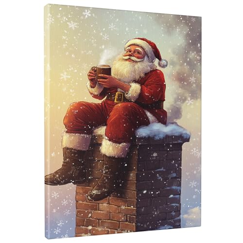 Décoration murale esthétique Père Noël rouge grand format 40x50cm