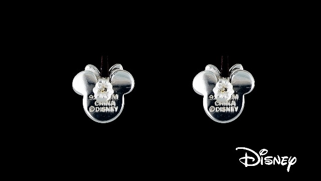 Orecchini A Bottone Minnie Mouse - Placcato Argento Con Zirconi Rossi - Jewelryboxes