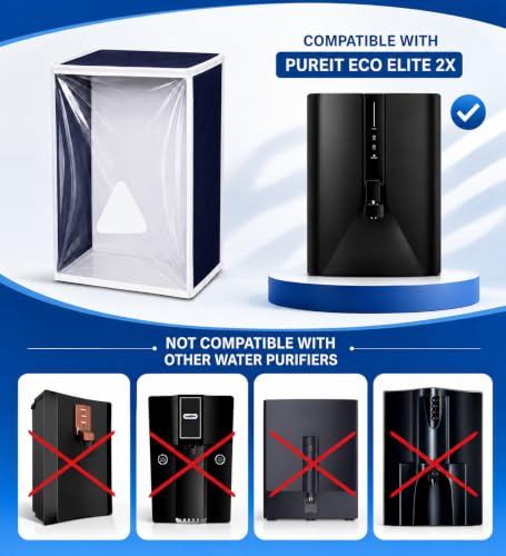 Image of Water Purifier Cover Compatible with Pureit Eco Elite 2X RO+UV+MF+Alkaline - Dustproof, Waterproof, Oil Stain Protection, Transparent Front, Velcro Closure, Fits Wall-Mounted /Table-Top