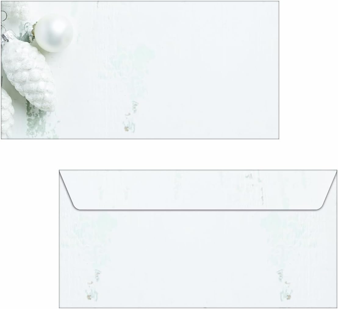 SIGEL DU132 Envelopes with fir Cone Design, Christmas, White, Size DL (11 x 22 cm), 50 pieces
