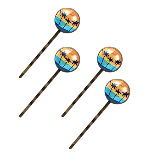 Barrettes à cheveux cocotier pour femme, lot de 4 pinces décoratives en métal dorées