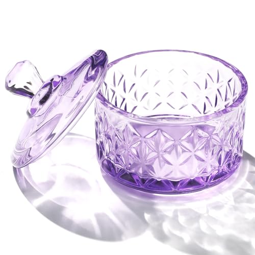 BOMOQING Nail Dappen Dish with Lid, 60ml Large Nail Monomer Dish, Glass Nail Cup for Holding Acrylic Liquid Acrylic Nail Powder Nail Decor Monomer Acrylic Nail Liquid (Purple)â€¦
