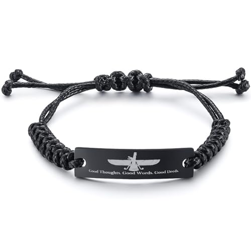 DOMYUHAO Personalized Custom Name Gifts Farvahar Bracelets for Men, Ahura Mazdā, Zoroastrian, Persian, Persian Jewelry (style 5)