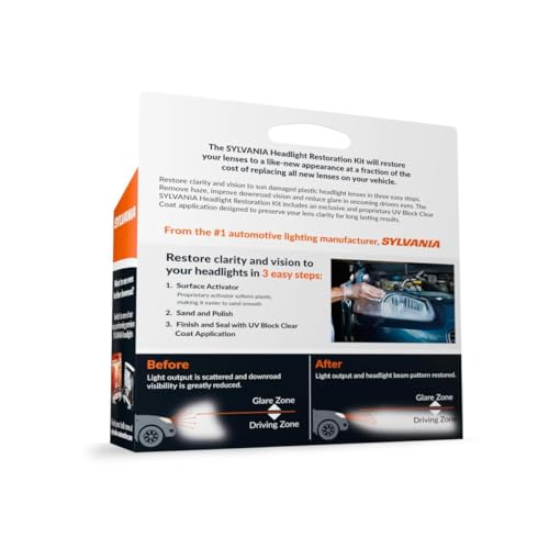 Image of SYLVANIA Headlight Restoration Kit - Long-Lasting Headlight Repair Kit for Restoring to Like-New Condition - Surface Activator, Exclusive UV Coating, Clarifying Compound & More - No Tools Required