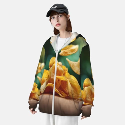 Men's UPF 50+ Sun Protection Hoodie Long Sleeve Fishing Shirts Quick Dry Potato Chips Sun Shirt Jacket4