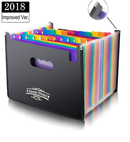 Expanding File Folder, 24 Pockets Accordion A4 Expandable file, Plastic Document Bill Organizer with File Tabs Wallet Stand