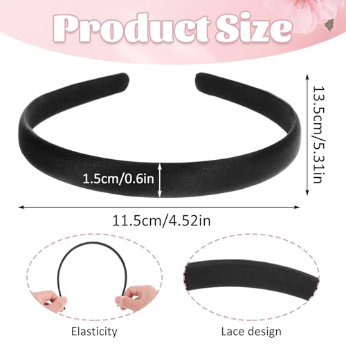 Wy Lighting Level 588808_EBMWJ0RY 2Pcs Satin Headbands Wide Hard Head Band Fashion Solid Hairband Non-Slip Plain Hair Bands Diy Holiday Elastic Hoops thumb #1