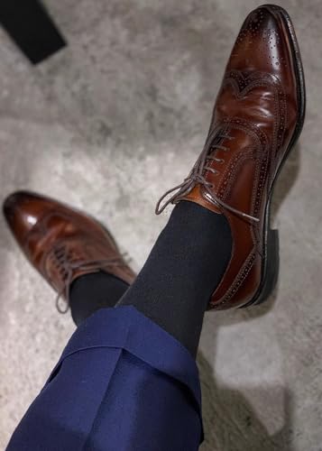 جوارب رسمية بطول منتصف الساق للرجال من بوجان، جوارب طويلة ناعمة وجيدة التهوية ورياضية من القطن، 5 أزواج، أسود، L