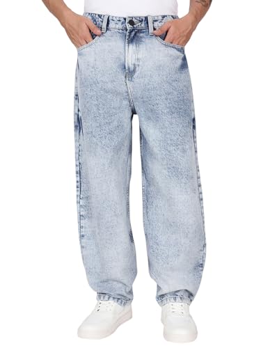 Image of BENE KLEED Men Blue Washed Baggy Fit Jeans